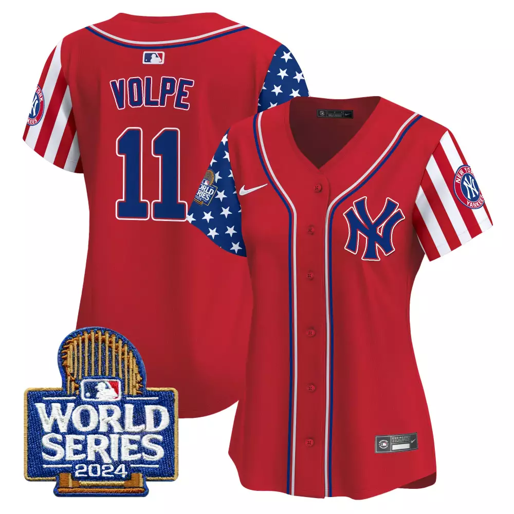 Anthony Volpe 11 New York Yankees Jersey Red World Series 2024 Men Alternate Custom Design