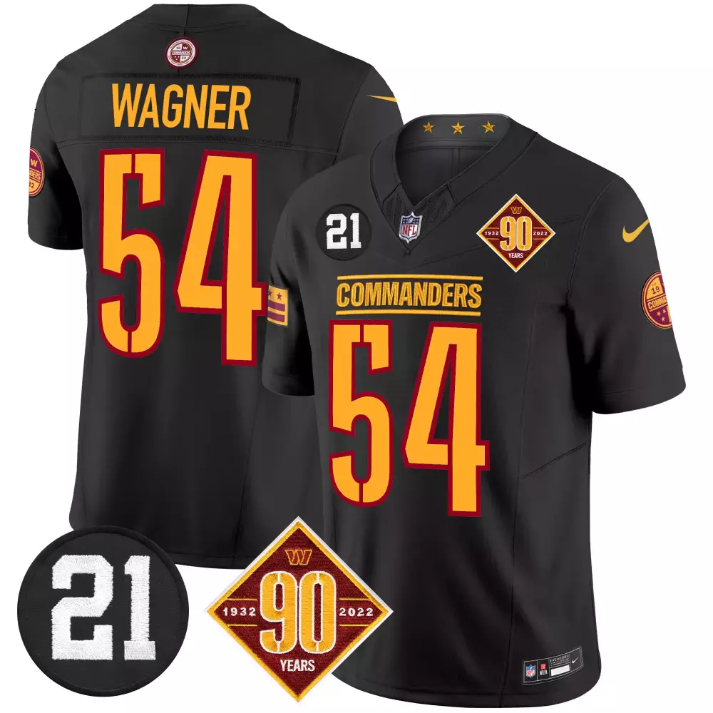 Bobby Wagner 54 Commanders Jersey Black 90th Anniversary 100th Season Washington