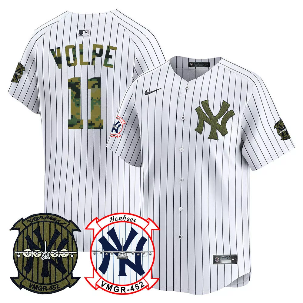 Anthony Volpe 11 New York Yankees Jersey White VMGR-452 Men Navy Olive Green Alternate