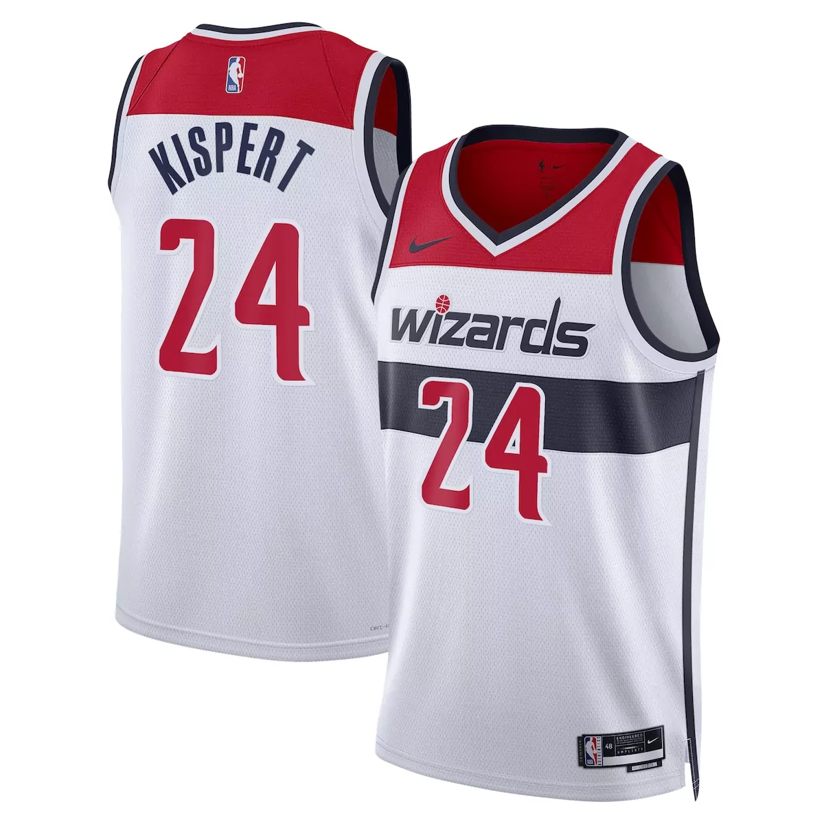 Corey Kispert 24 Wizards Jersey White Men Red Navy Unisex