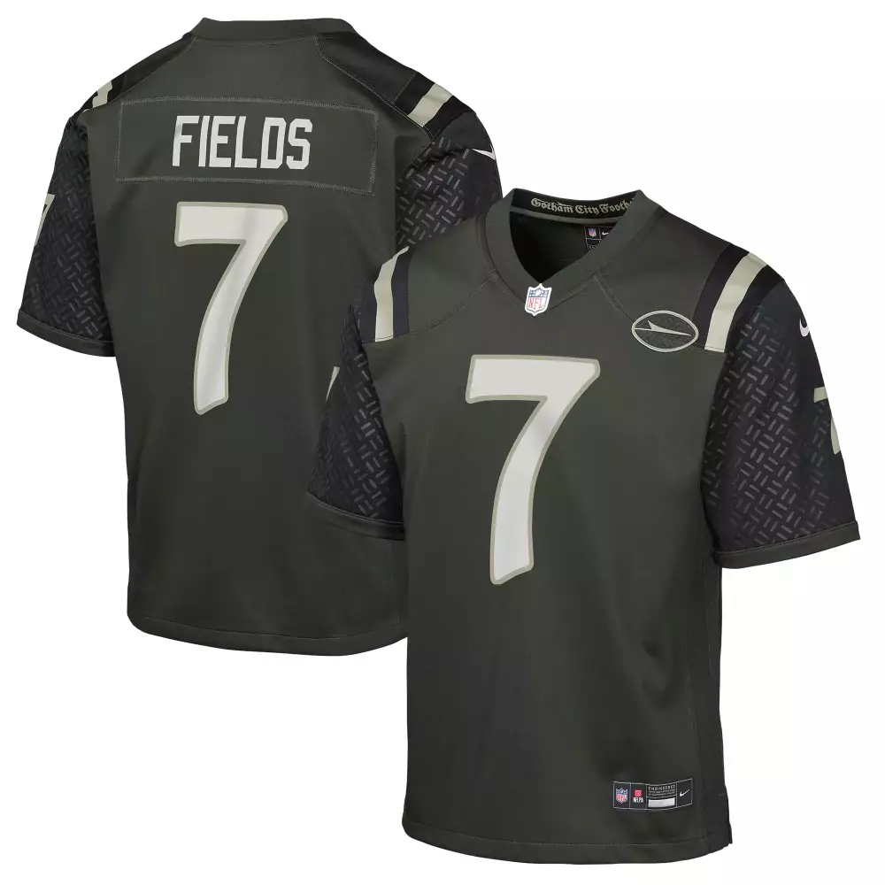 Justin Fields 7 Gotham City Jersey Black Grey White All Stitched Vapor