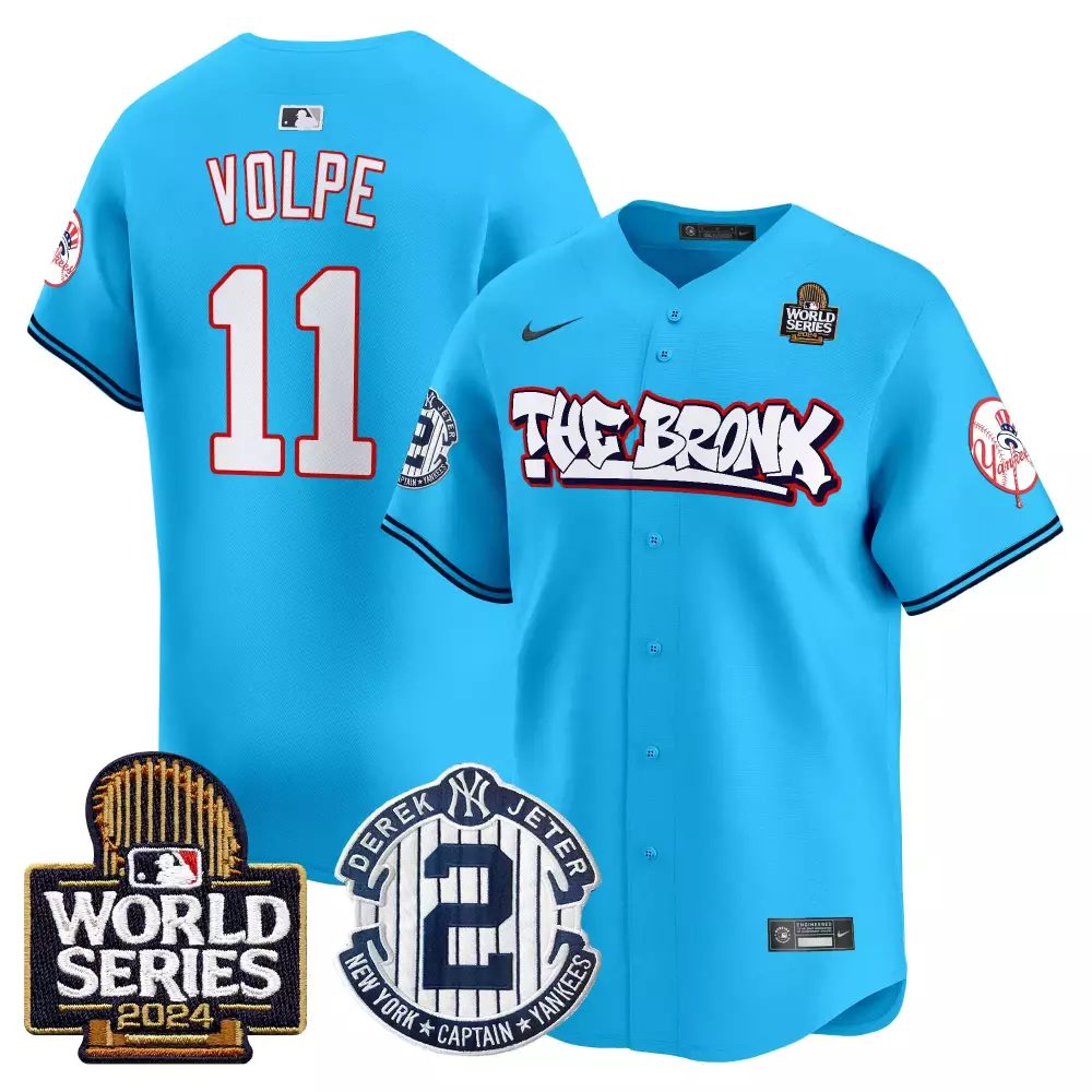 Anthony Volpe 11 New York Yankees Jersey Blue The Bronx World Series 2024 Men Red