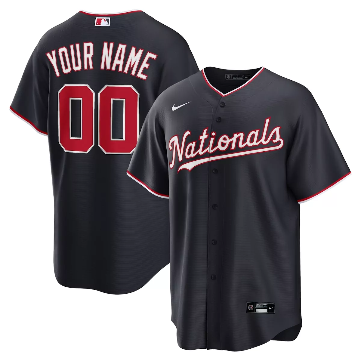 Custom Washington Nationals Jersey Dark Gray Red White Alternate