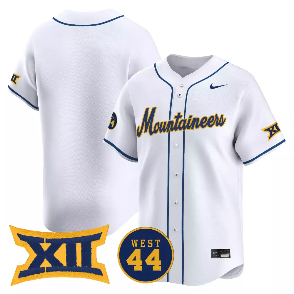 Mountaineers West 44 Jersey White Big 12 Virginia 2023 Men Blue Yellow Vapor Stitched