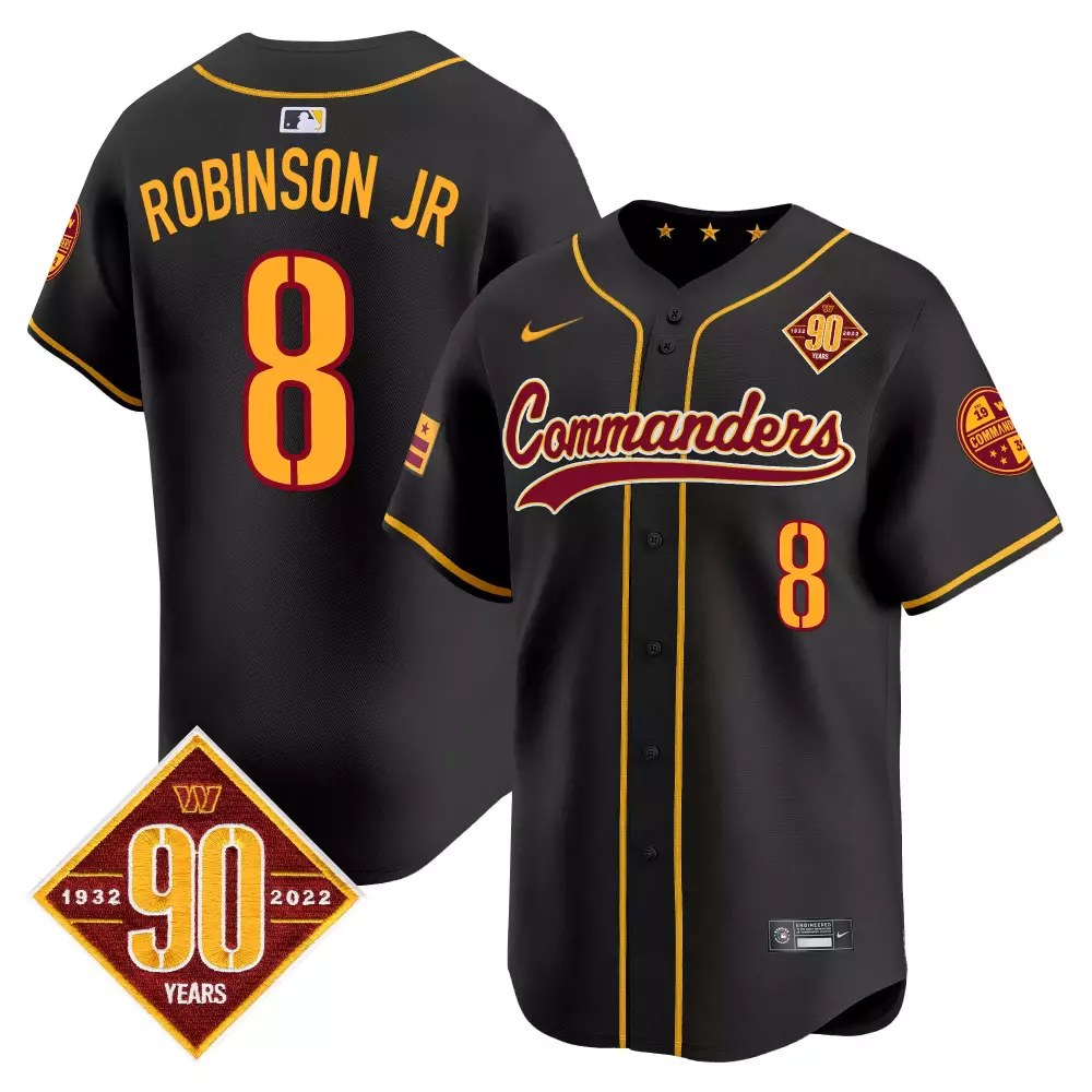 Brian Robinson 8 Commanders Jersey Black 90th Anniversary 90 Years 1932-2022 2022