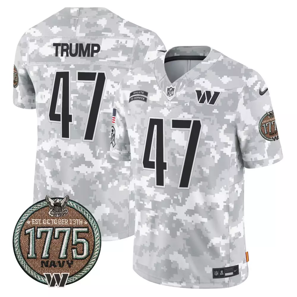 Donald Trump 47 Commanders Jersey White Salute To Service 1775 Navy Us Flag Men Digital Camo