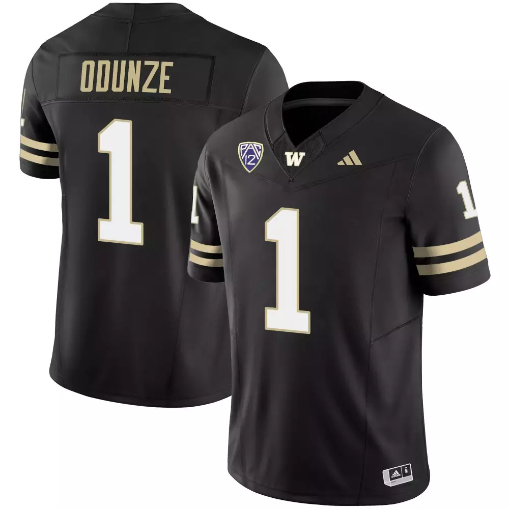 Rome Odunze 1 Washington Huskies Jersey Black Men Gold White Vapor Limited v3 All