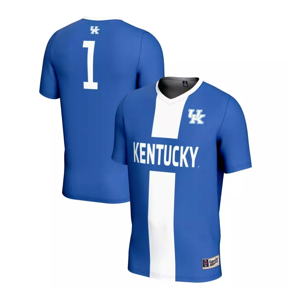 Kentucky Wildcats 1 Jersey Royal Blue Split Design White Gameday Fashion
