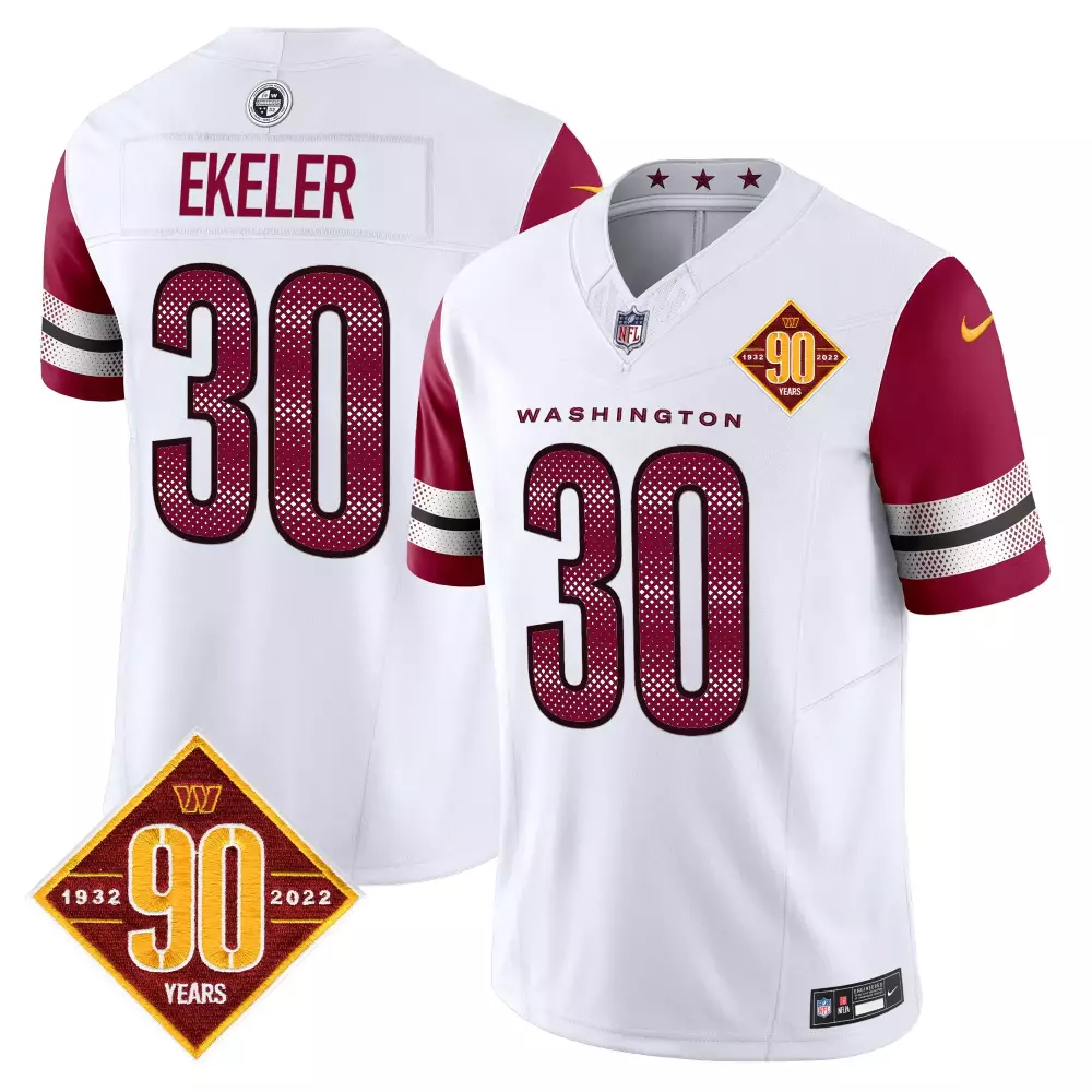 Austin Ekeler 30 Jersey White 90th Anniversary Washington Commanders 90 Years 1932-2022