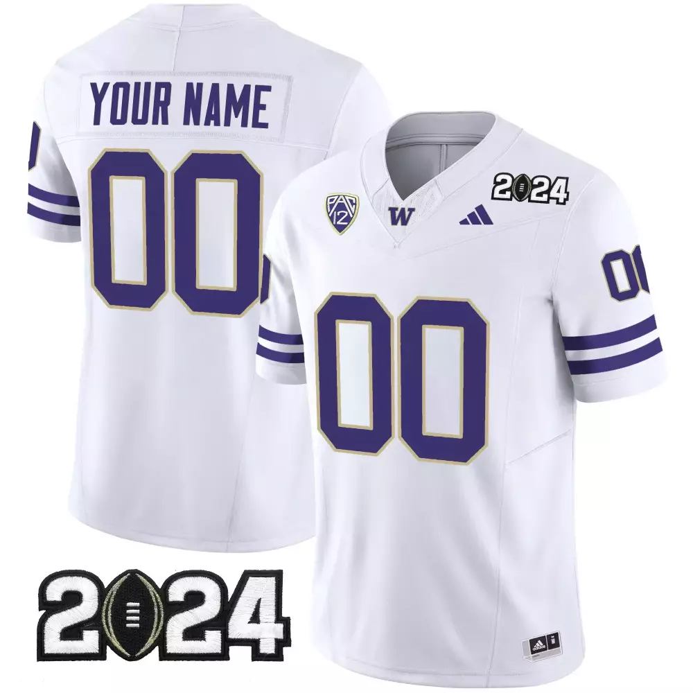 Custom Washington Huskies Jersey White 2024 College Football Playoff Championship
