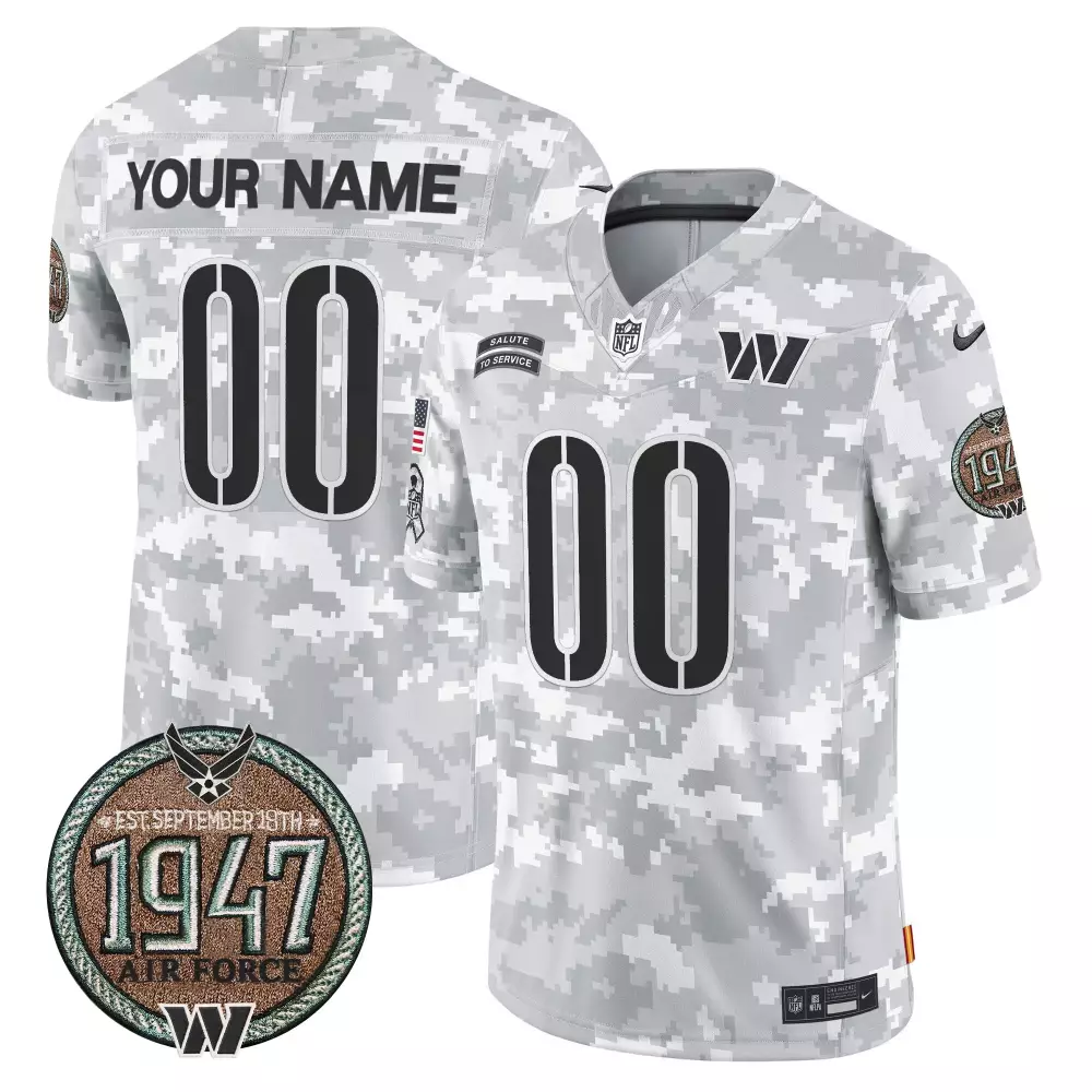 Custom Washington Commanders Jersey White Salute To Service 1947 Air Force Men NFL