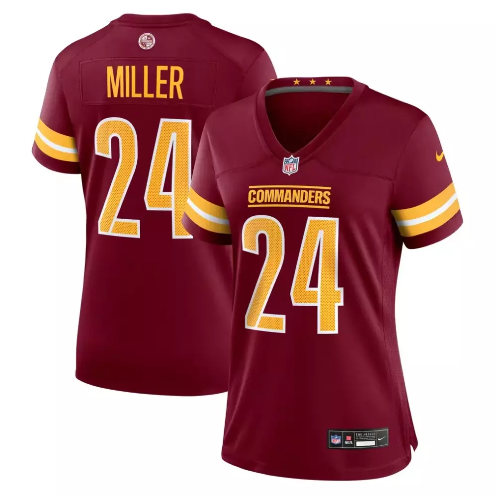Von Miller 24 Commanders Jersey Maroon Women Yellow White Game