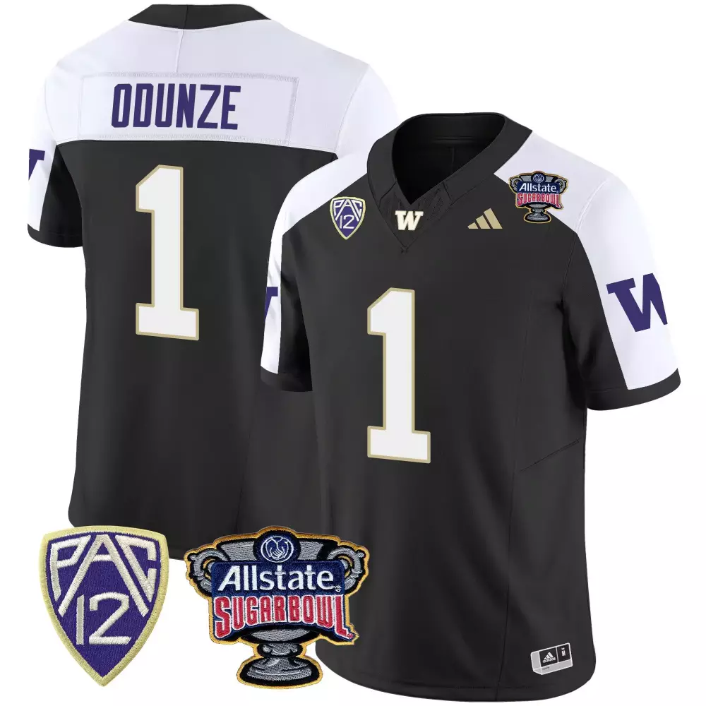Rome Odunze 1 Washington Huskies Jersey Black Sugar Bowl Allstate 2023 Men White