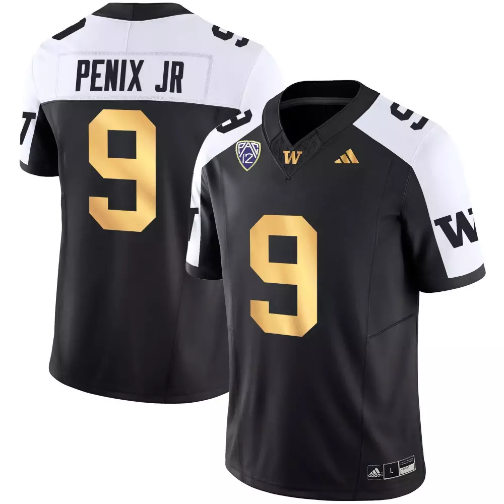Michael Penix Jr. 9 Jersey Black Washington Huskies Men White Gold Alternate Vapor