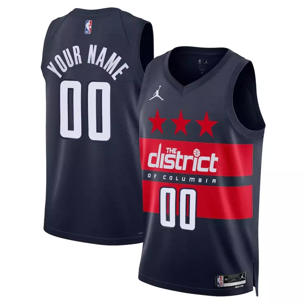 Custom Washington Wizards Jersey Navy Men Split Design Red White Unisex Swingman