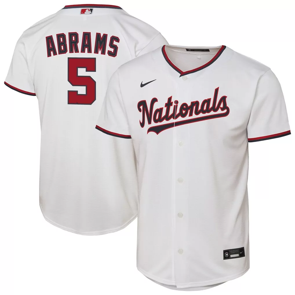 Cj Abrams 5 Nationals Jersey White Men Red Navy Home Replica