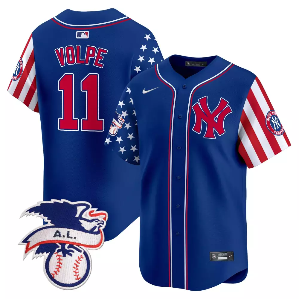 Anthony Volpe 11 New York Yankees Jersey Royal Blue Independence Day A.l. 2023 Men