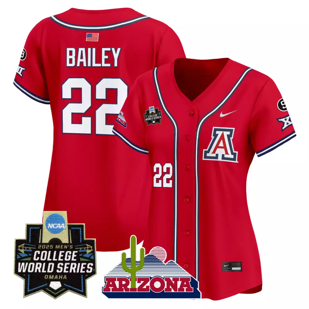 Bailey Wildcats 22 Jersey Red College World Series Arizona 2025 Men White Navy Vapor