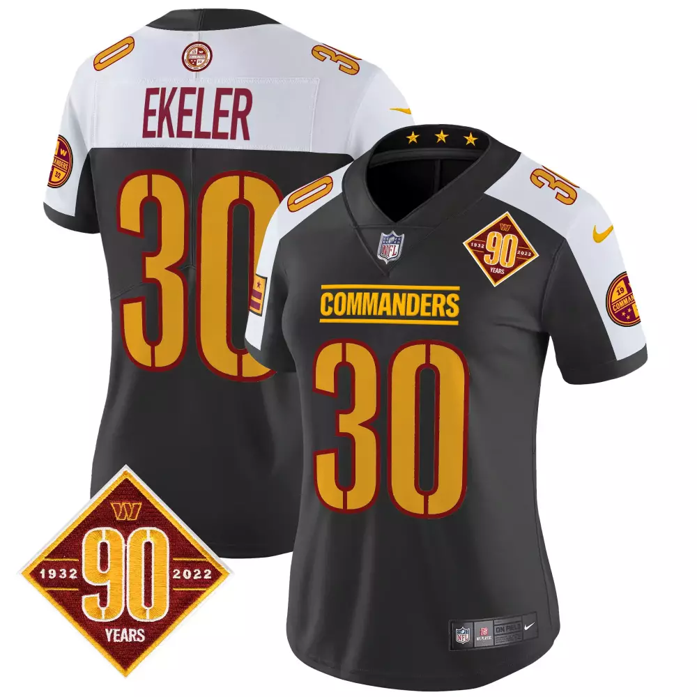 Austin Ekeler 30 Commanders Jersey Charcoal 90th Anniversary 1932-2022 Women NFL