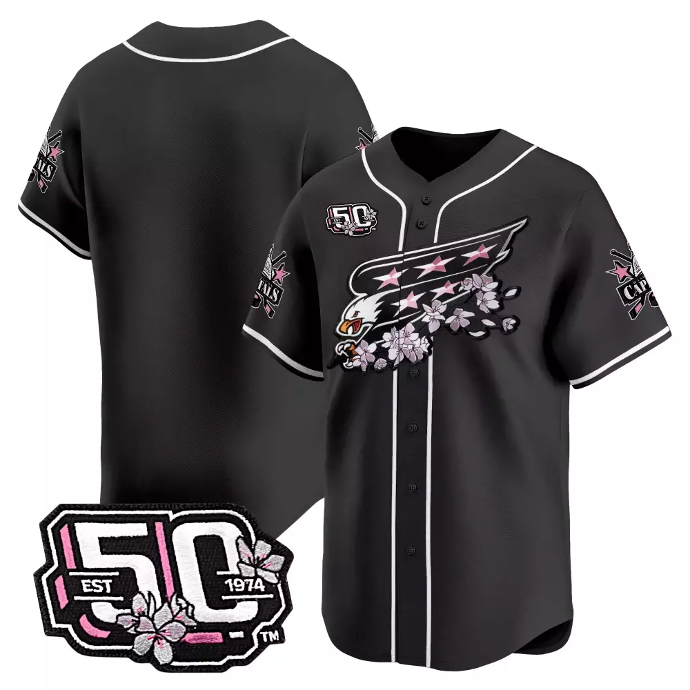 Washington Capitals 50 Jersey Black 50th Anniversary Team Men White Pink Vapor