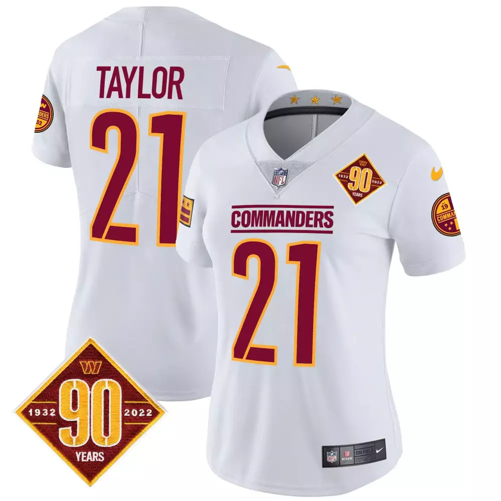 Sean Taylor 21 Commanders Jersey White 90th Anniversary 1932-2022 2022 Women Player