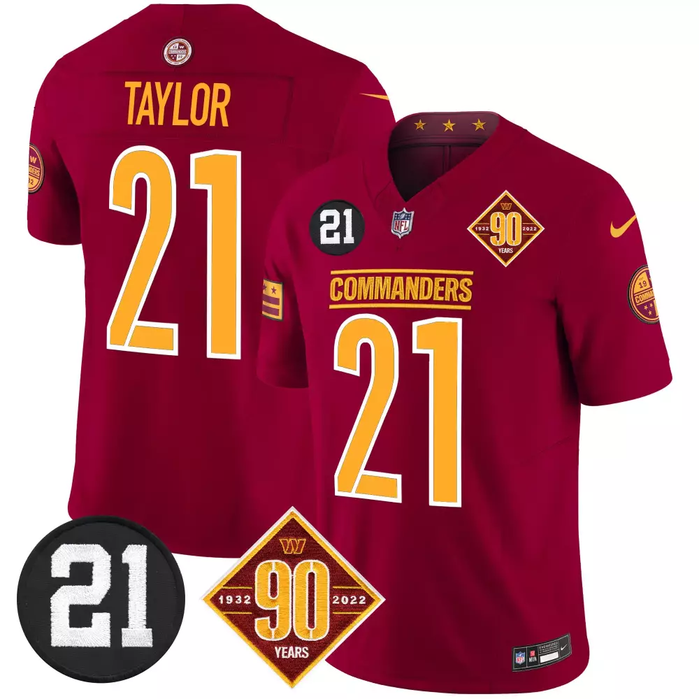 Sean Taylor 21 Commanders Jersey Maroon 90 Years 1932-2022 19 2023 Men Player Gold