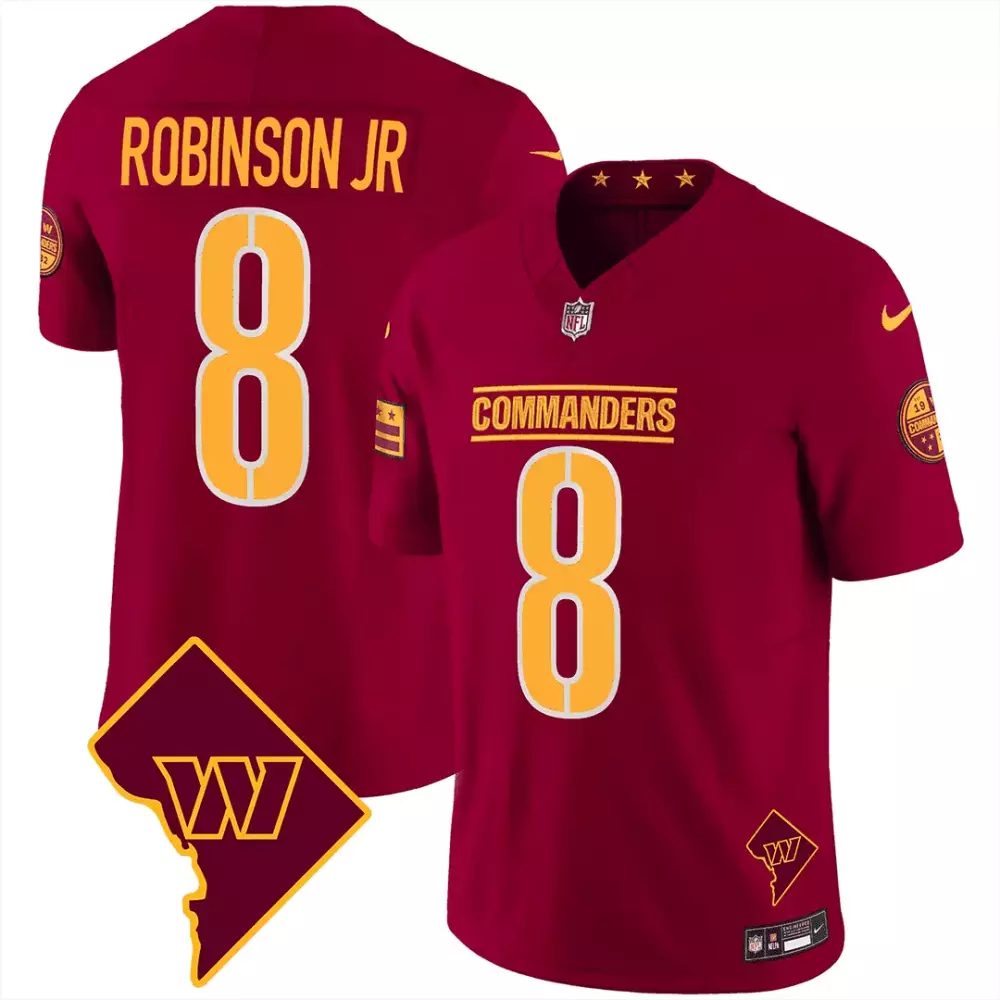 Robinson Jr. 8 Commanders Jersey Maroon 19 Men NFL Gold Yellow All Stitched