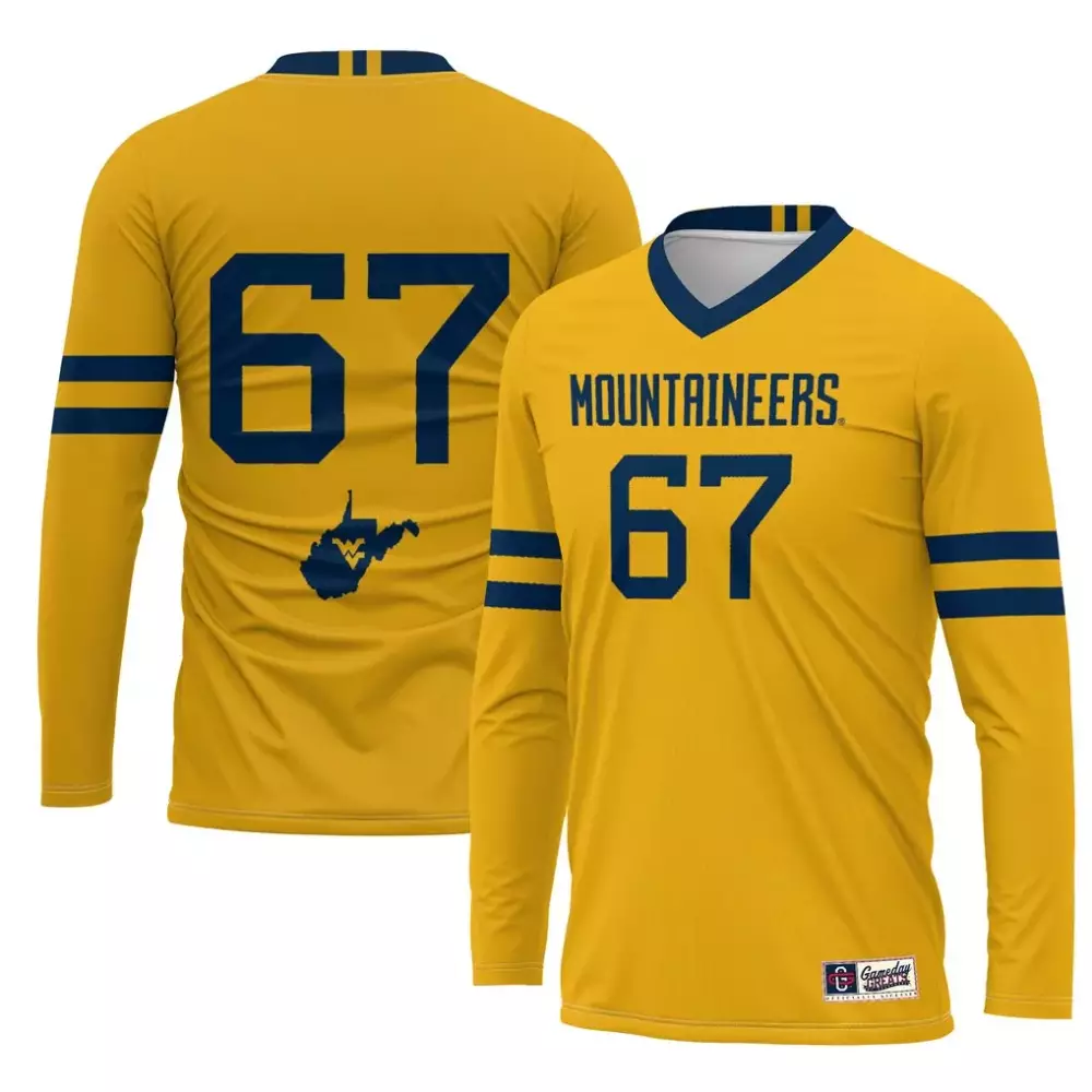 West Virginia Mountaineers 67 Jersey Yellow Navy Blue Gameday