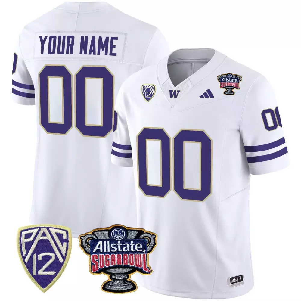 Custom Washington Huskies Jersey White Sugar Bowl Allstate Men Purple Gold Vapor