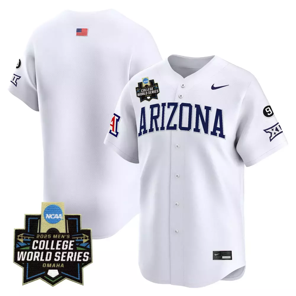 Custom Arizona Jersey White College World Series 2025 Men Navy Vapor Stitched
