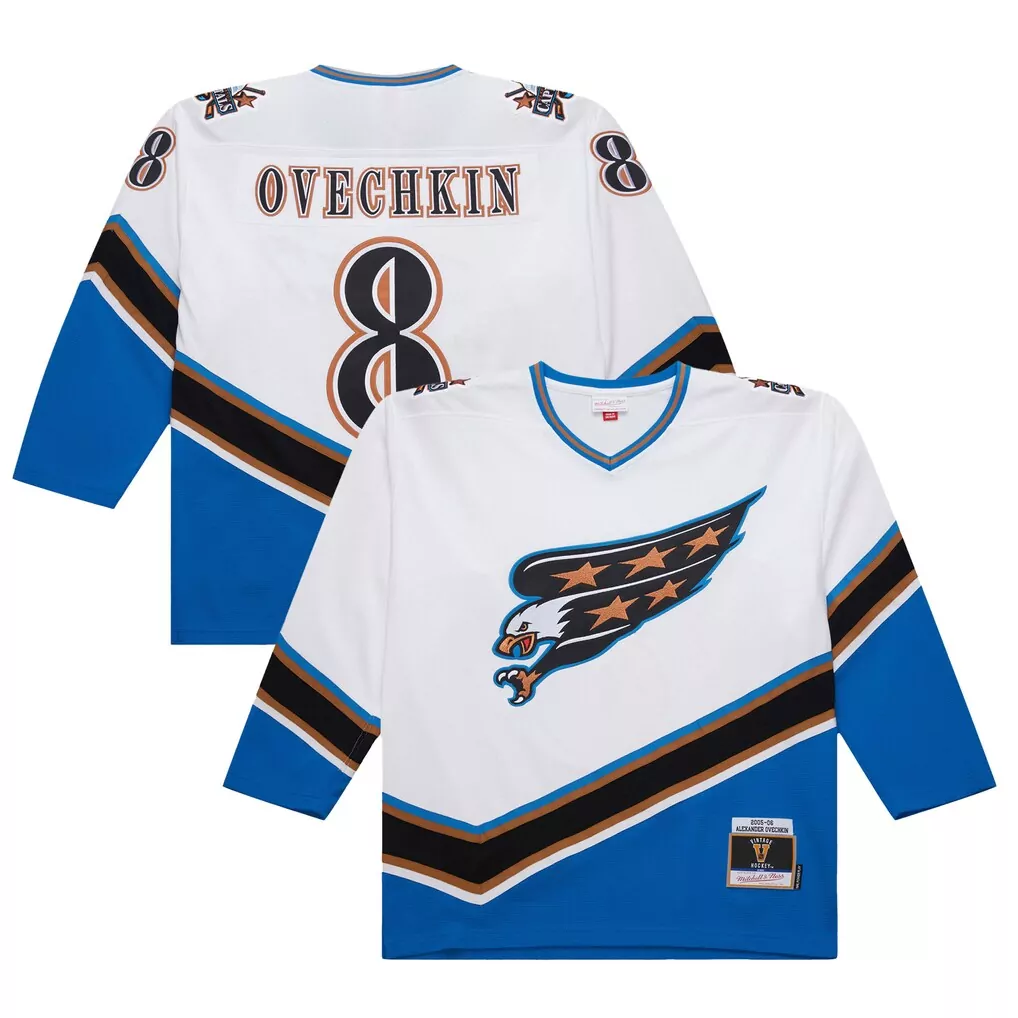 Alexander Ovechkin 8 Jersey White Vintage Washington Capitals Mitchell Ness Men Alternate