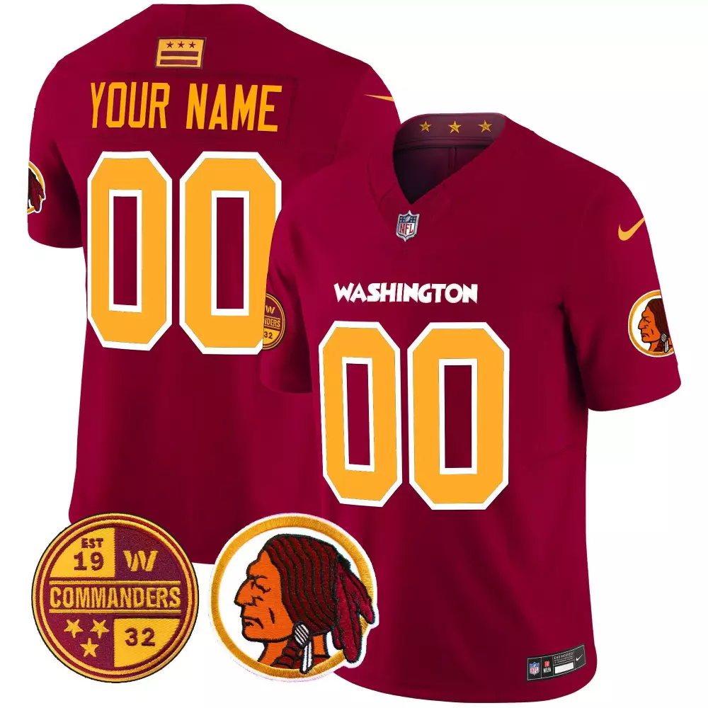 Custom Washington Commanders Jersey #8b0000 19 32 2023 Men NFL #ffa500 Vapor Limited