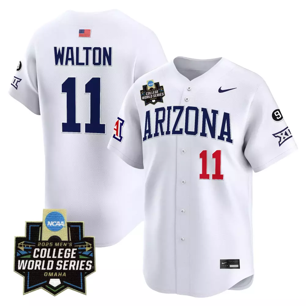Walton Wildcats 11 Arizona Jersey White College World Series 2025 Men Navy Blue Red