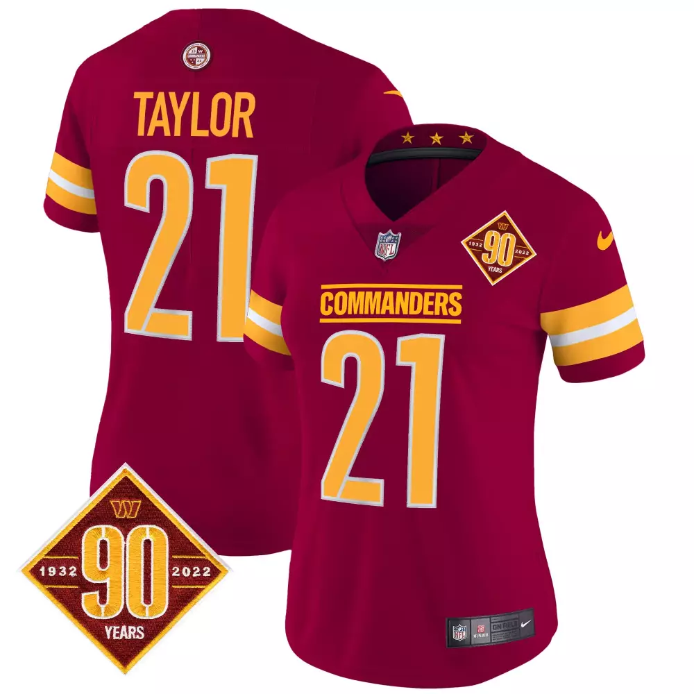 Sean Taylor 21 Commanders Jersey Maroon 90th Anniversary 2022 Men NFL Gold White