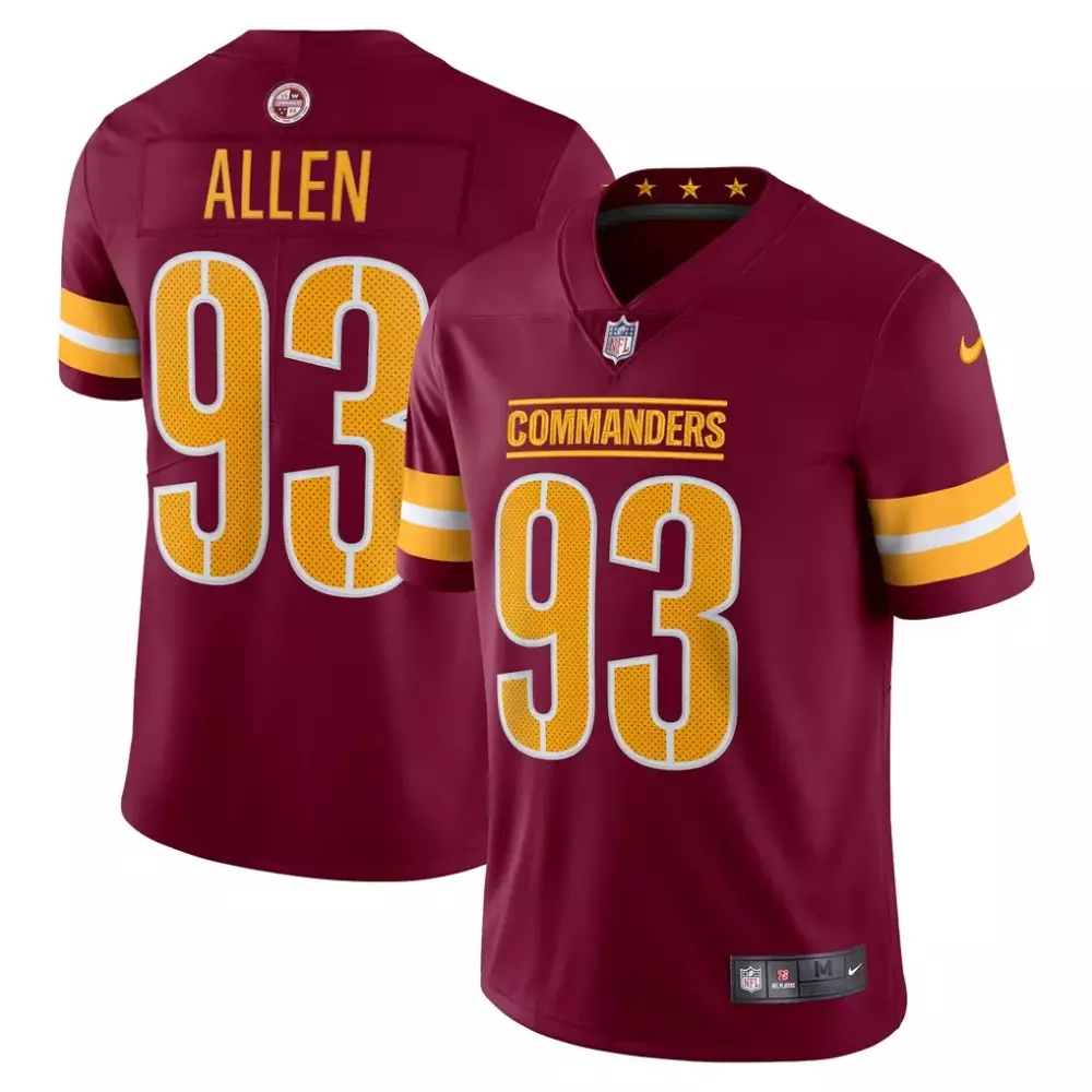 Allen 93 Commanders Jersey Maroon Men Gold White Vapor Limited