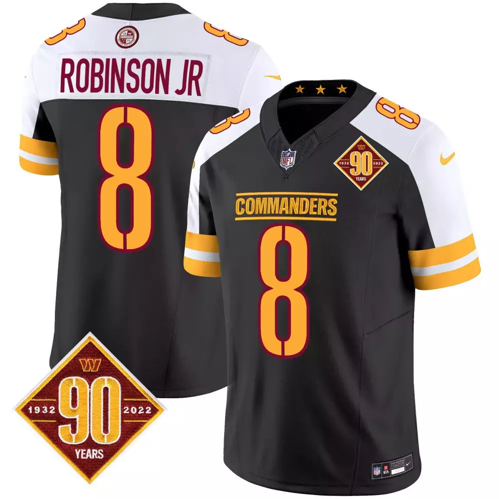 Brian Robinson 8 Commanders Jersey Black 90th Anniversary 90 Years 1932-2022 2022