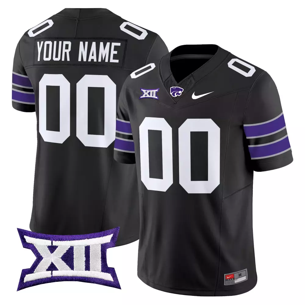 Custom Kansas State Wildcats Jersey Black Big 12 Championship 2023 Men White Purple