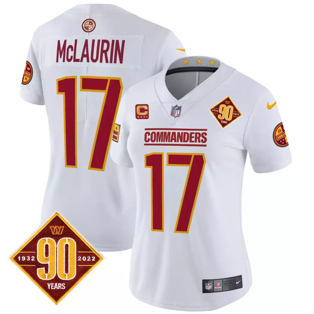 Terry Mclaurin 17 Commanders Jersey White 90 Years 1932-2022 2022 Women Authentic