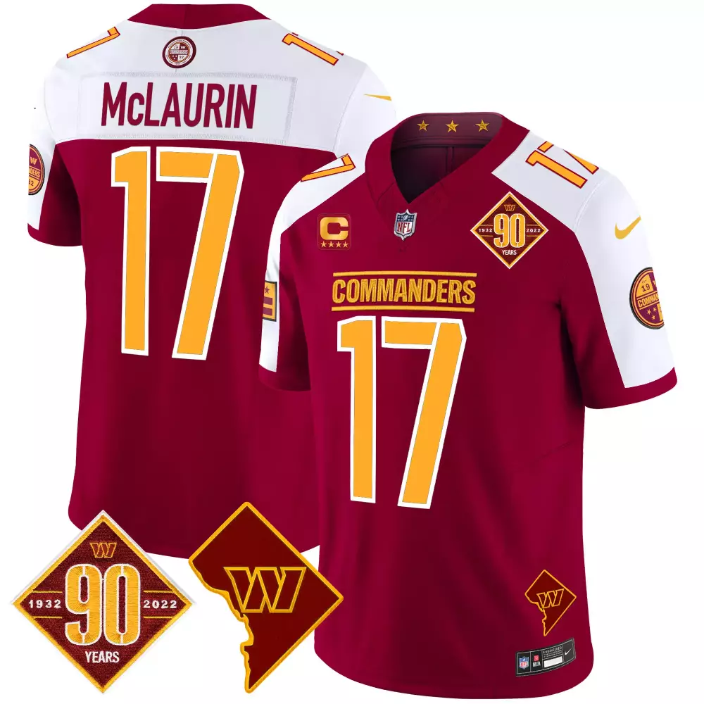 Terry Mclaurin 17 Commanders Jersey Maroon 90th Anniversary 90 Years 1932-2022 2022