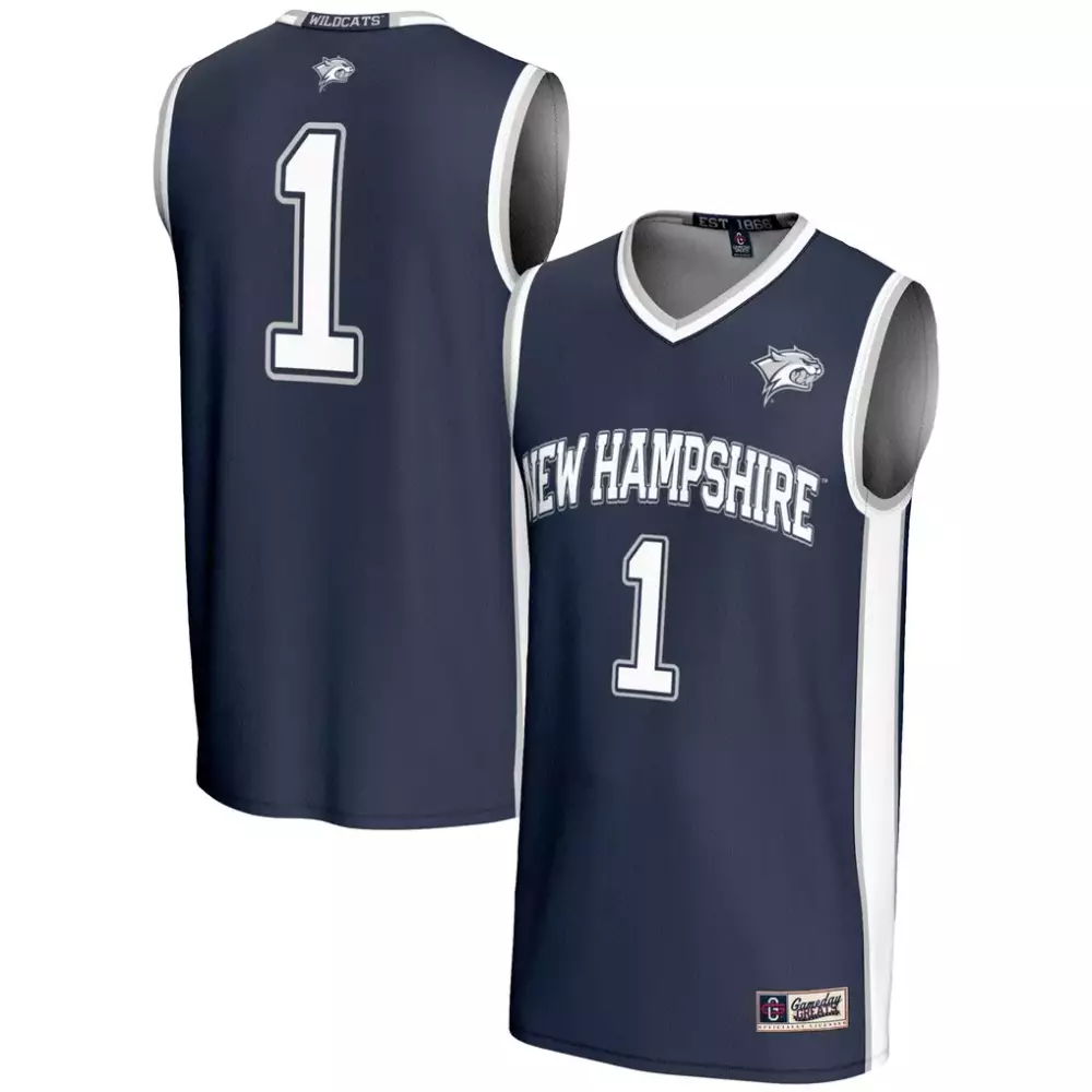 Wildcats 1 New Hampshire Jersey Navy Blue Men White Gray Gameday