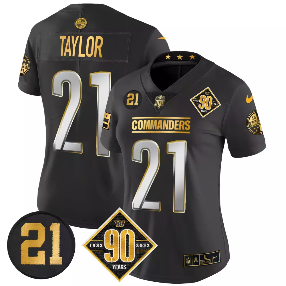 Sean Taylor 21 Commanders Jersey Black 90th Anniversary 90 Years 1932-2022 2022 Women