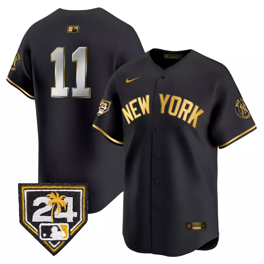 Anthony Volpe 11 New York Yankees Jersey Black City Connect 24 Palm Tree Men Gold