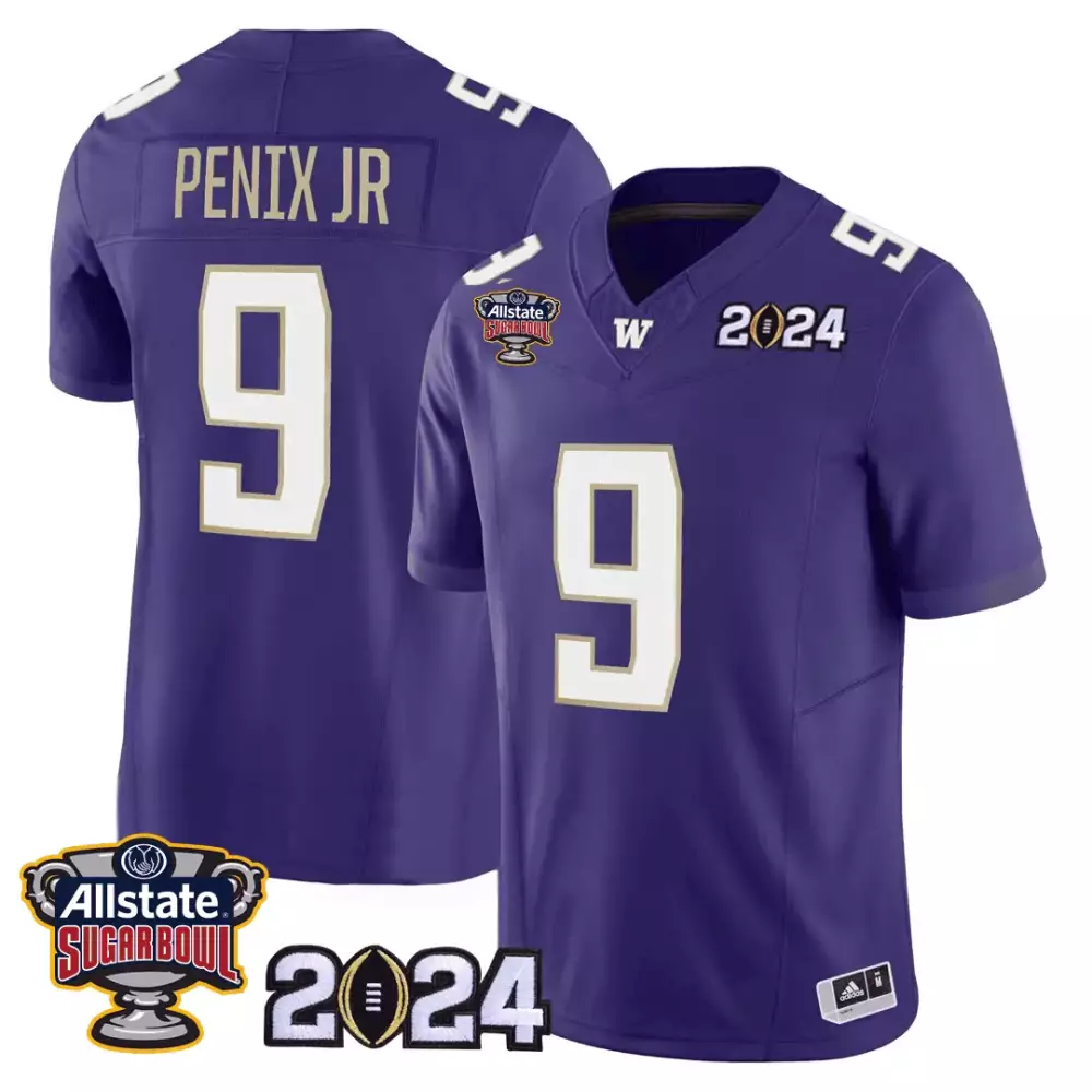 Michael Penix Jr. 9 Jersey Purple Sugar Bowl 2024 Washington Huskies Allstate Men
