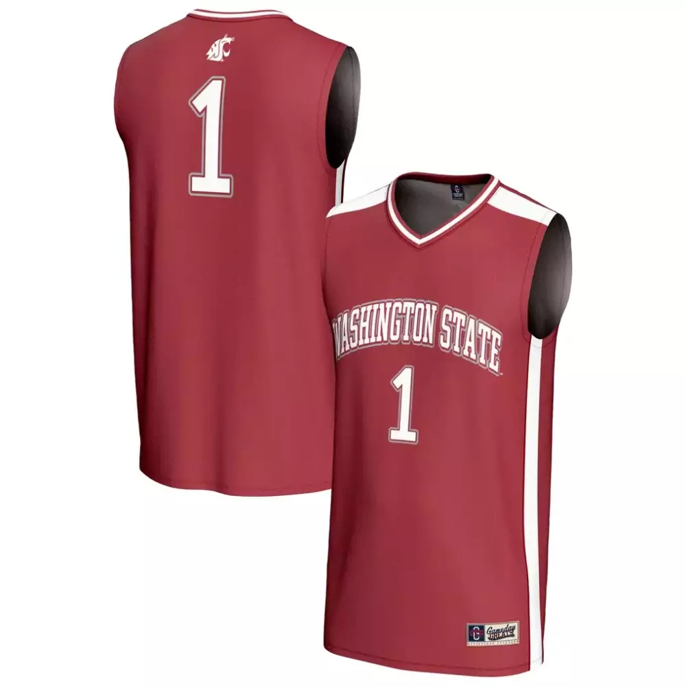 Washington State 1 Jersey Maroon Men White Gameday Fashion