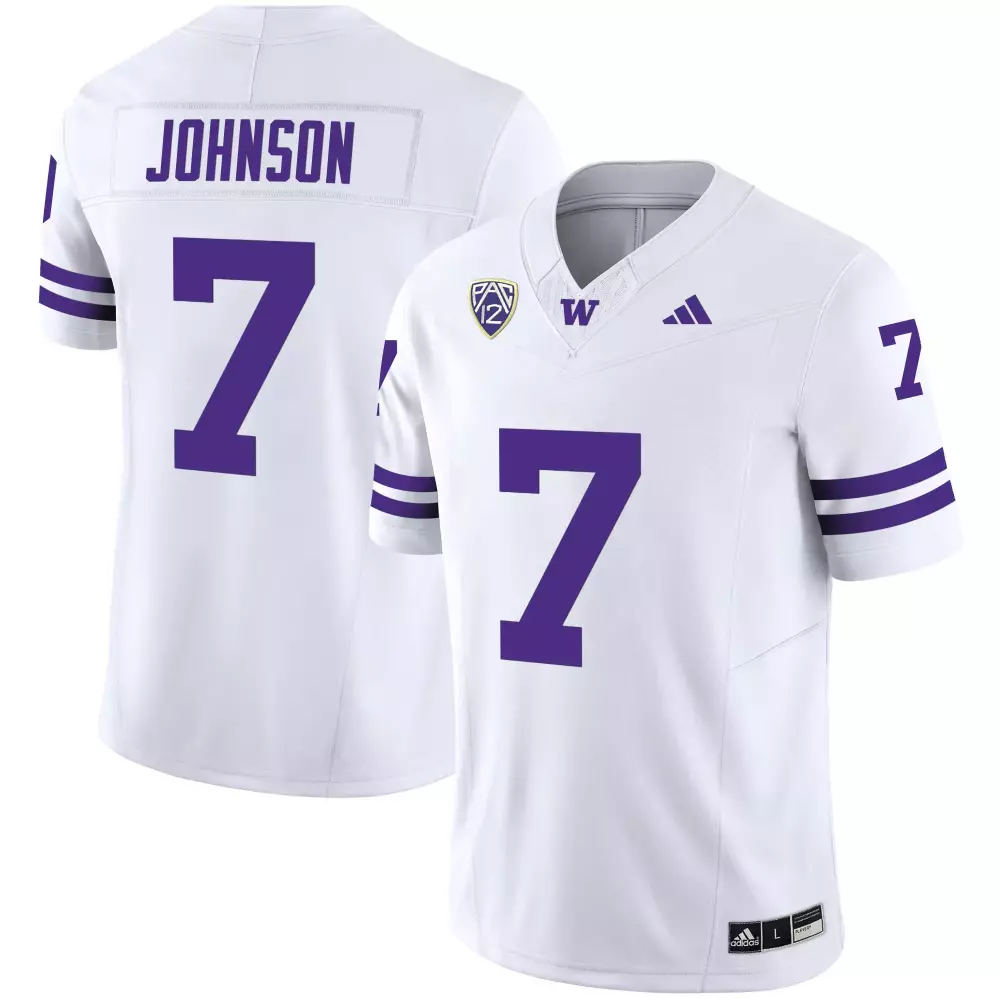 Dillon Johnson 7 Jersey White Washington Huskies Men Purple Vapor Limited All Stitched