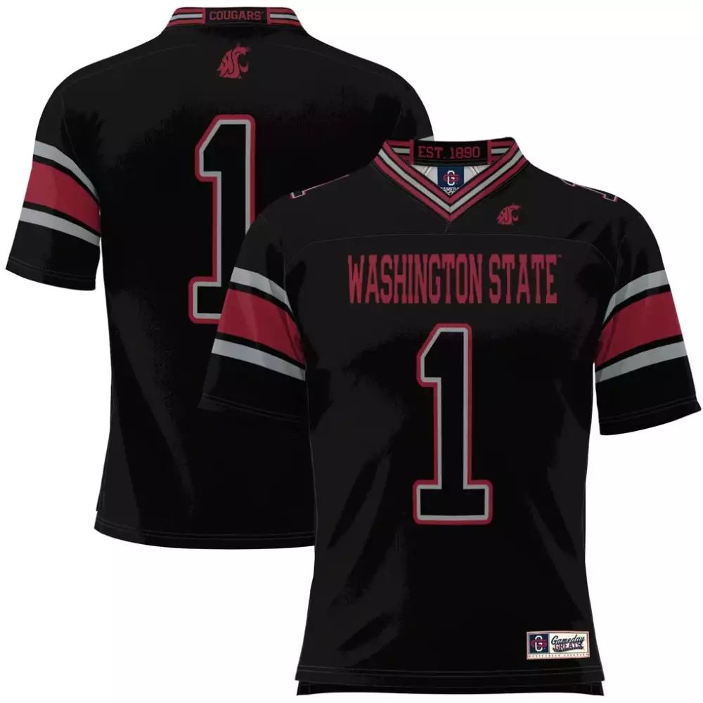 Washington State 1 Jersey Black Men Red White Gameday