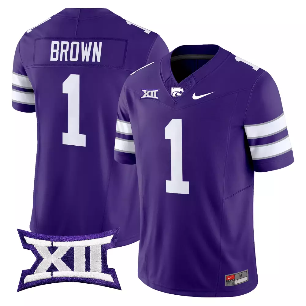 Connor Brown 1 Jersey Purple Kansas State Wildcats Big Men White Gray Stitched Limited