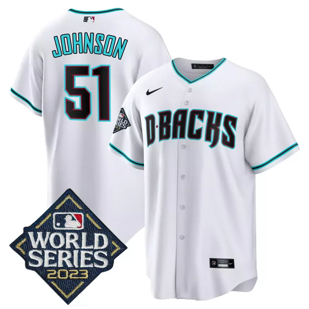 Randy Johnson 51 Jersey White Arizona Diamondbacks World Series 2023 Men Black Teal