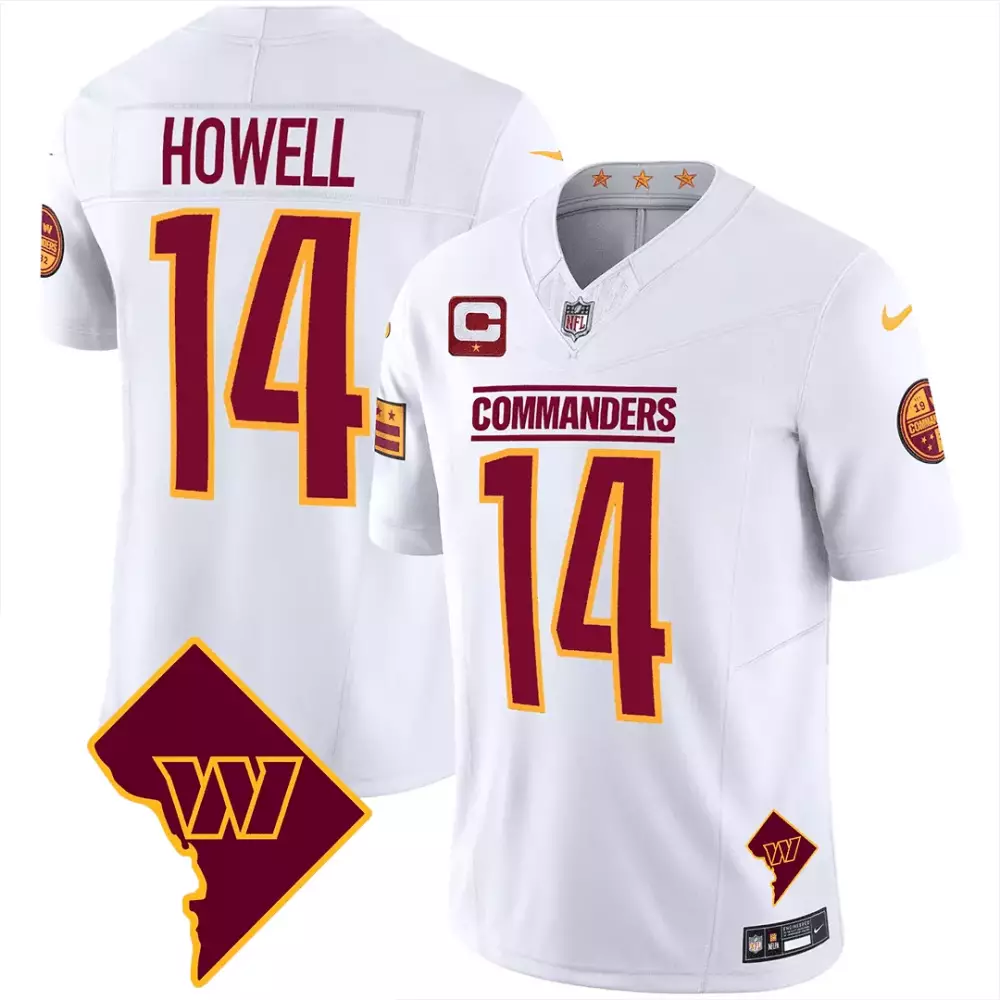 Sam Howell 14 Commanders Jersey White Dc Outline 19 Men Alternate Maroon Gold All