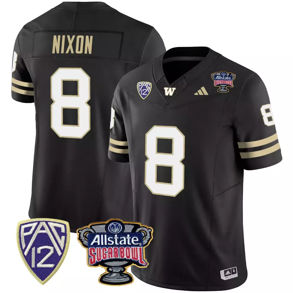 Will Nixon 8 Washington Huskies Jersey Black Allstate Sugar Bowl Championship 2023